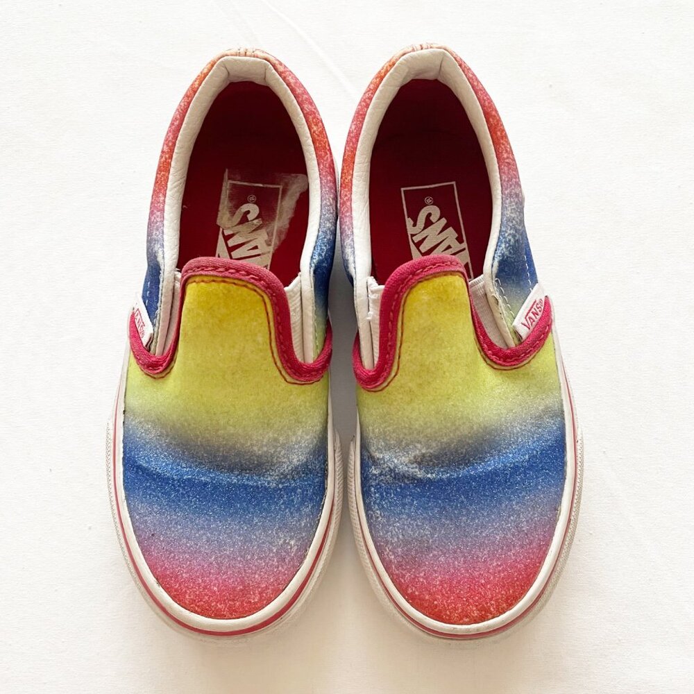 Vans Rainbow Glitter Slip On Sneakers size 10.5